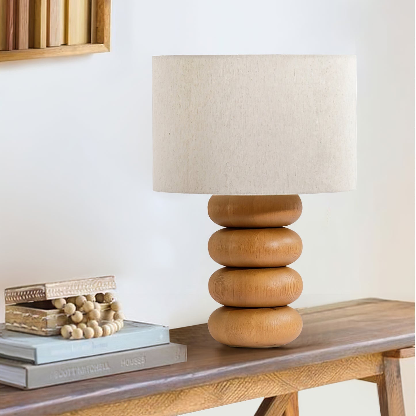 Lild Wood Fabric Table Lamp-Neutral Decor