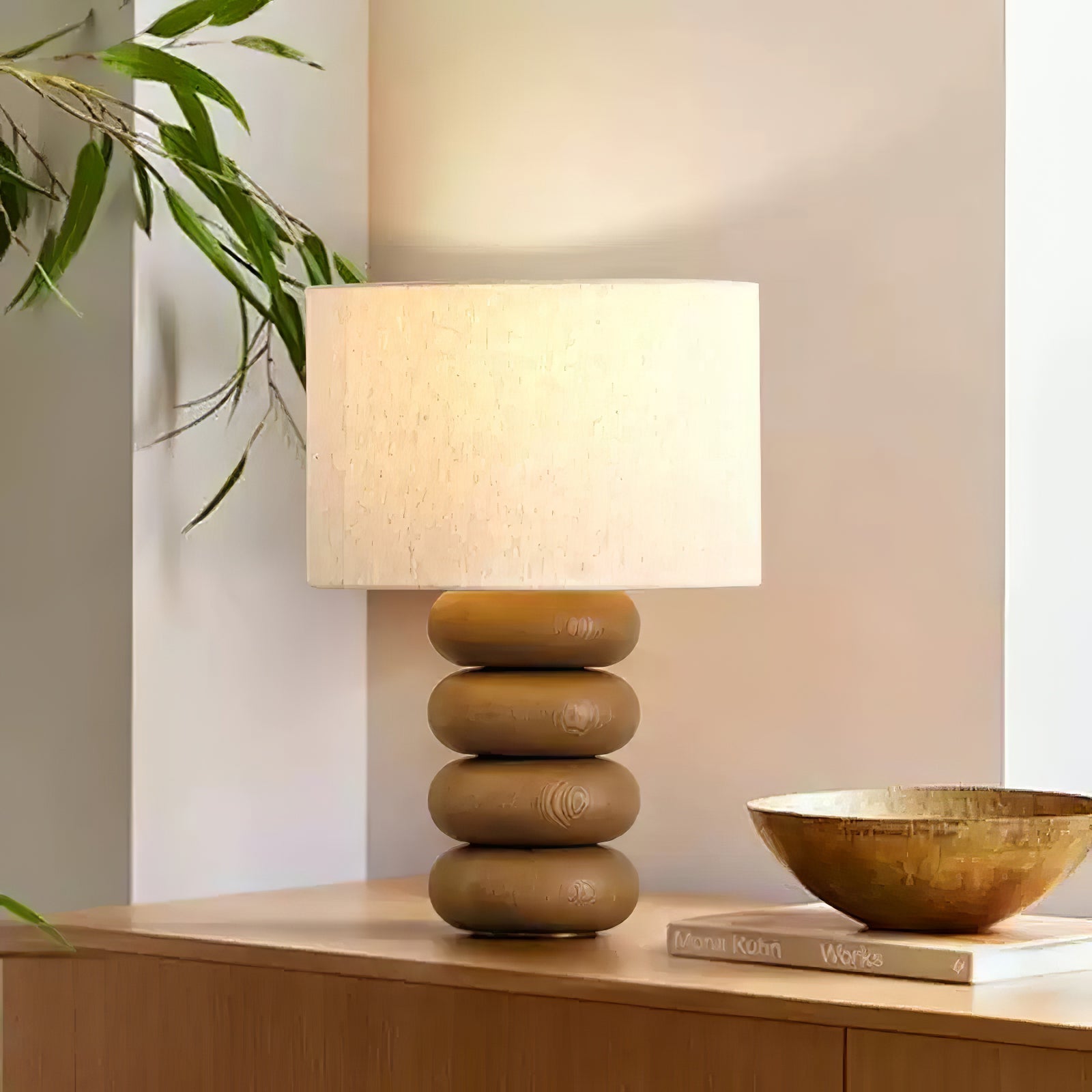 Lild Wood Fabric Table Lamp-Neutral Decor
