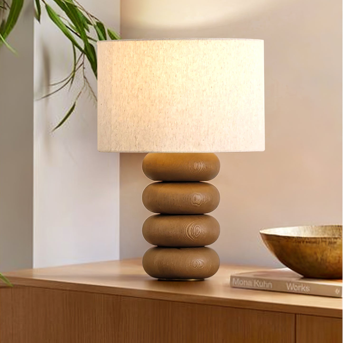 Lild Wood Fabric Table Lamp-Neutral Decor