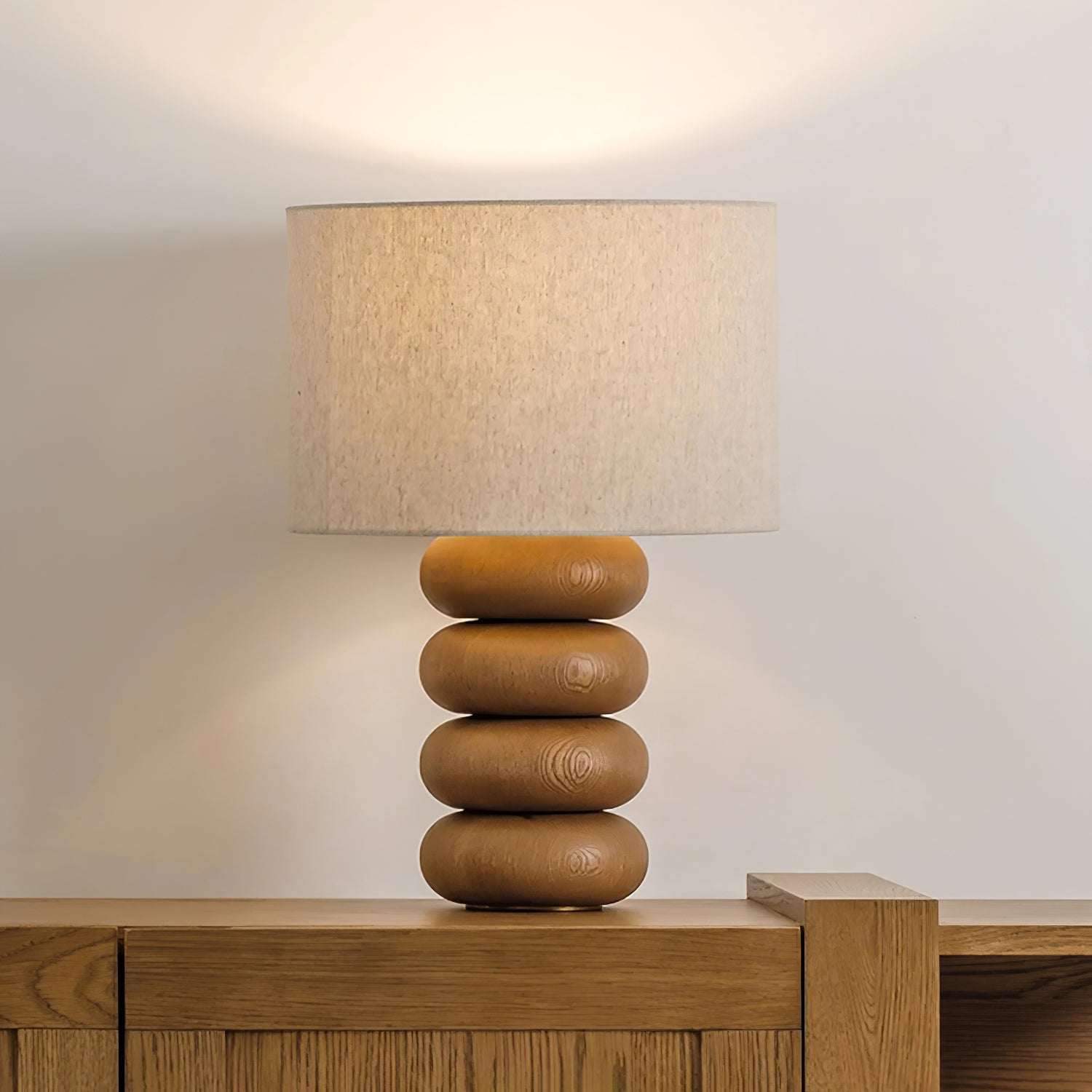 Lild Wood Fabric Table Lamp-Neutral Decor