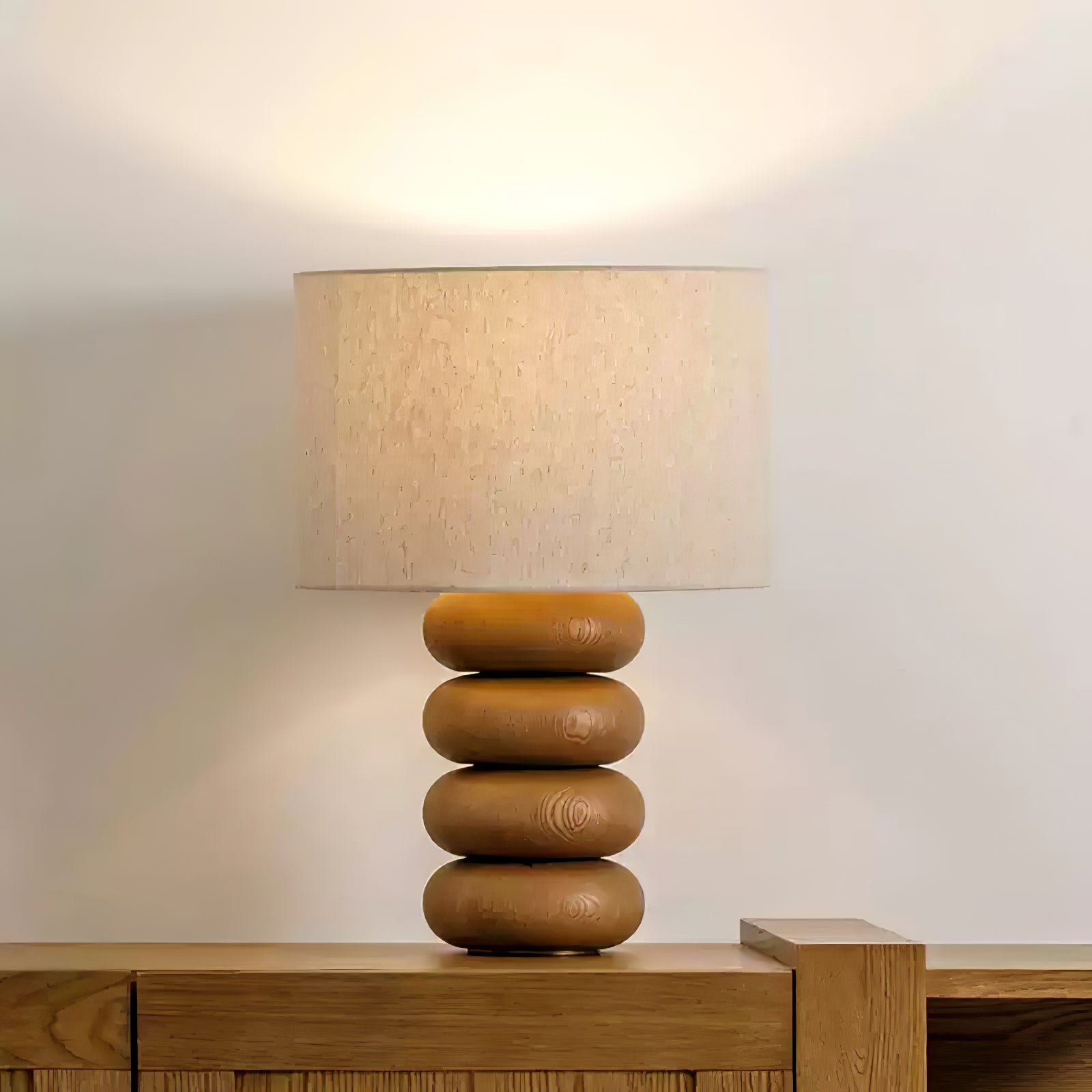 Lild Wood Fabric Table Lamp-Neutral Decor