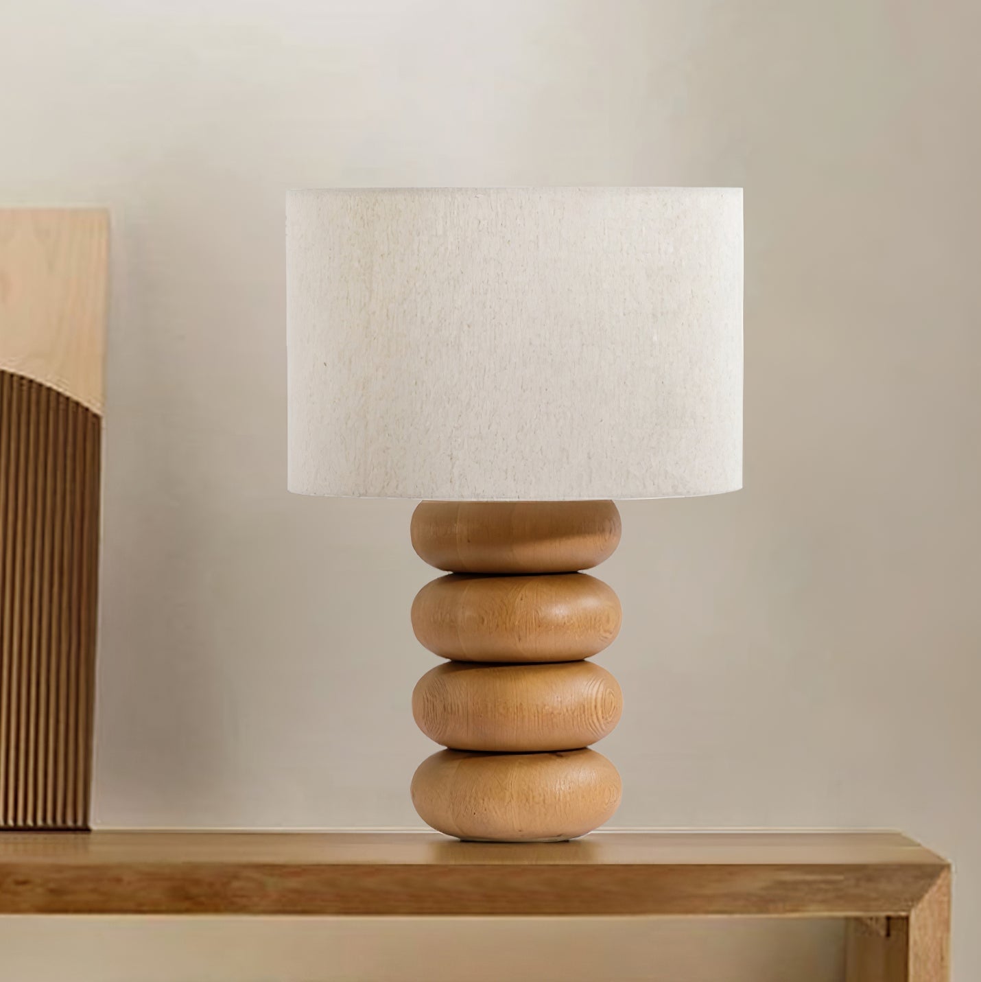 Lild Wood Fabric Table Lamp-Neutral Decor