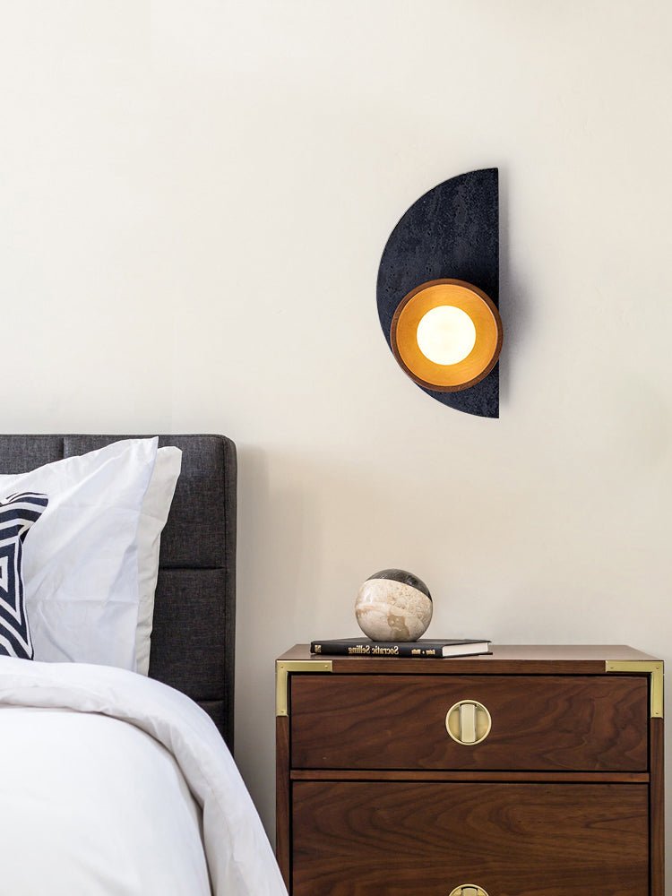Luca Artistic Wood Travertine Wall Lamp-Neutral Decor