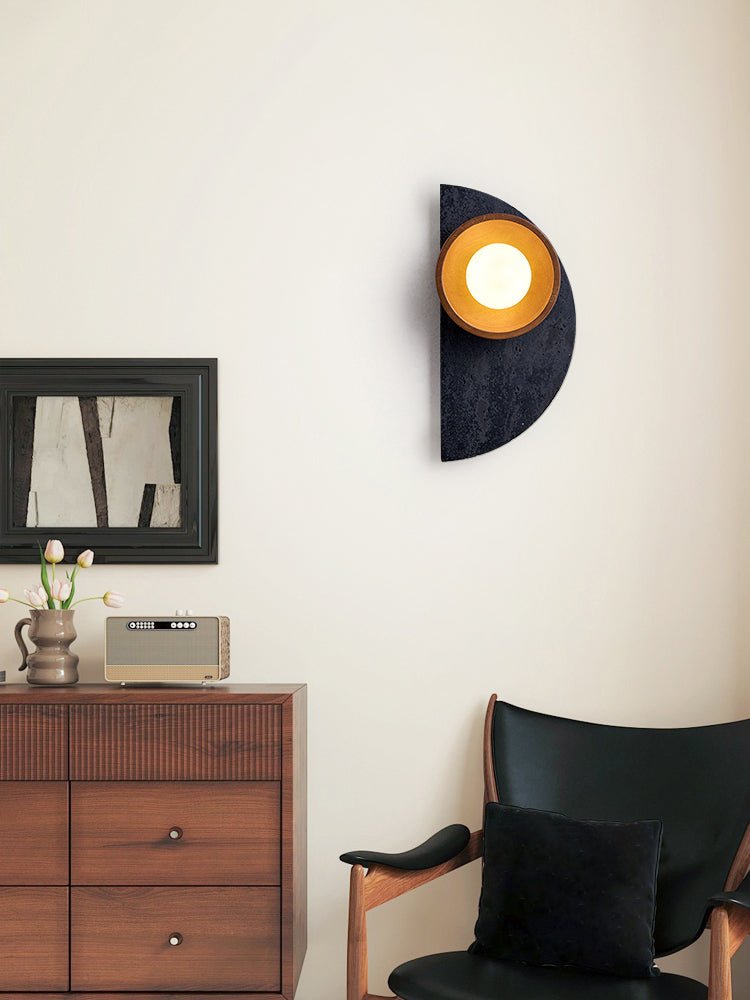 Luca Artistic Wood Travertine Wall Lamp-Neutral Decor