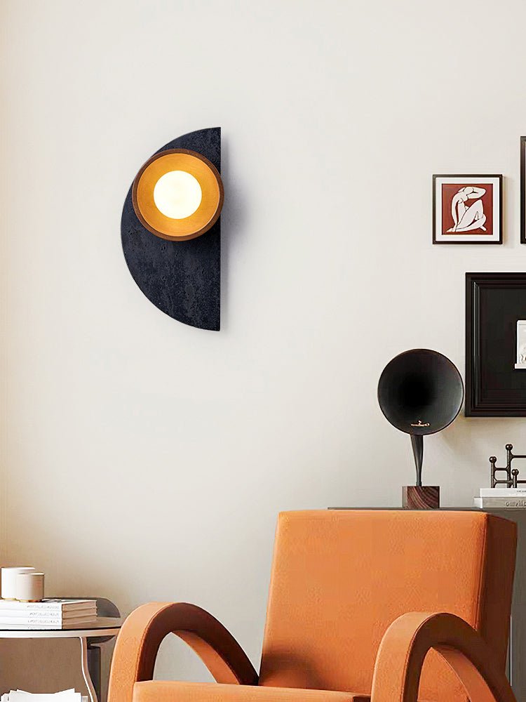 Luca Artistic Wood Travertine Wall Lamp-Neutral Decor