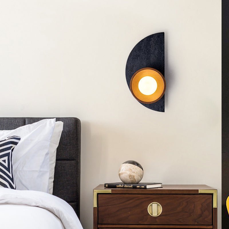 Luca Artistic Wood Travertine Wall Lamp-Neutral Decor