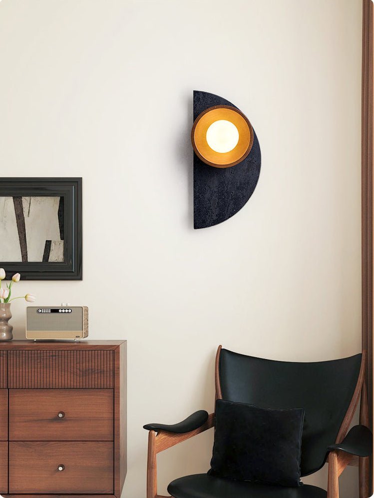 Luca Artistic Wood Travertine Wall Lamp-Neutral Decor