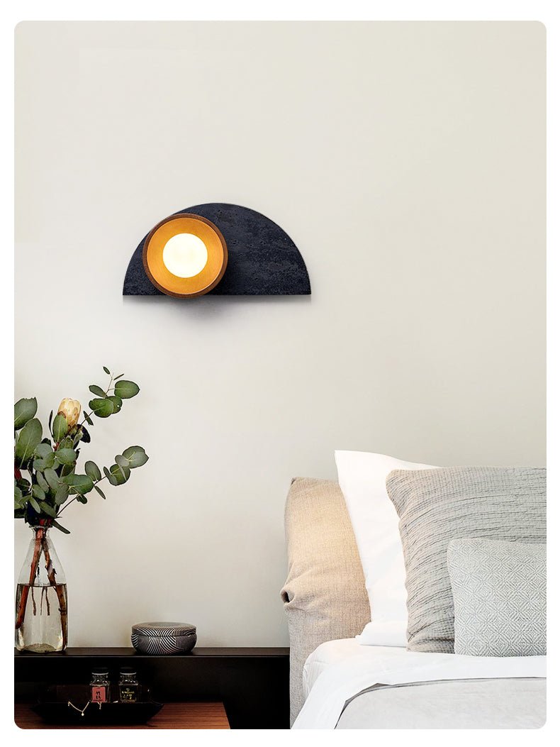 Luca Artistic Wood Travertine Wall Lamp-Neutral Decor