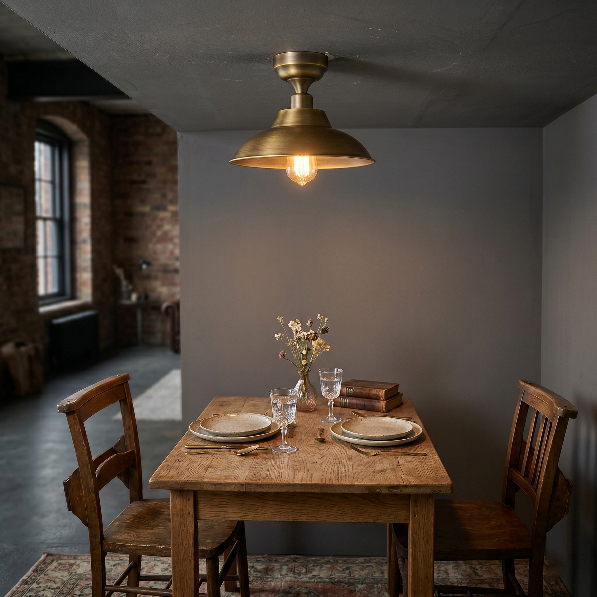Aldorno Ceiling Lamp providing soft light in a hallway.