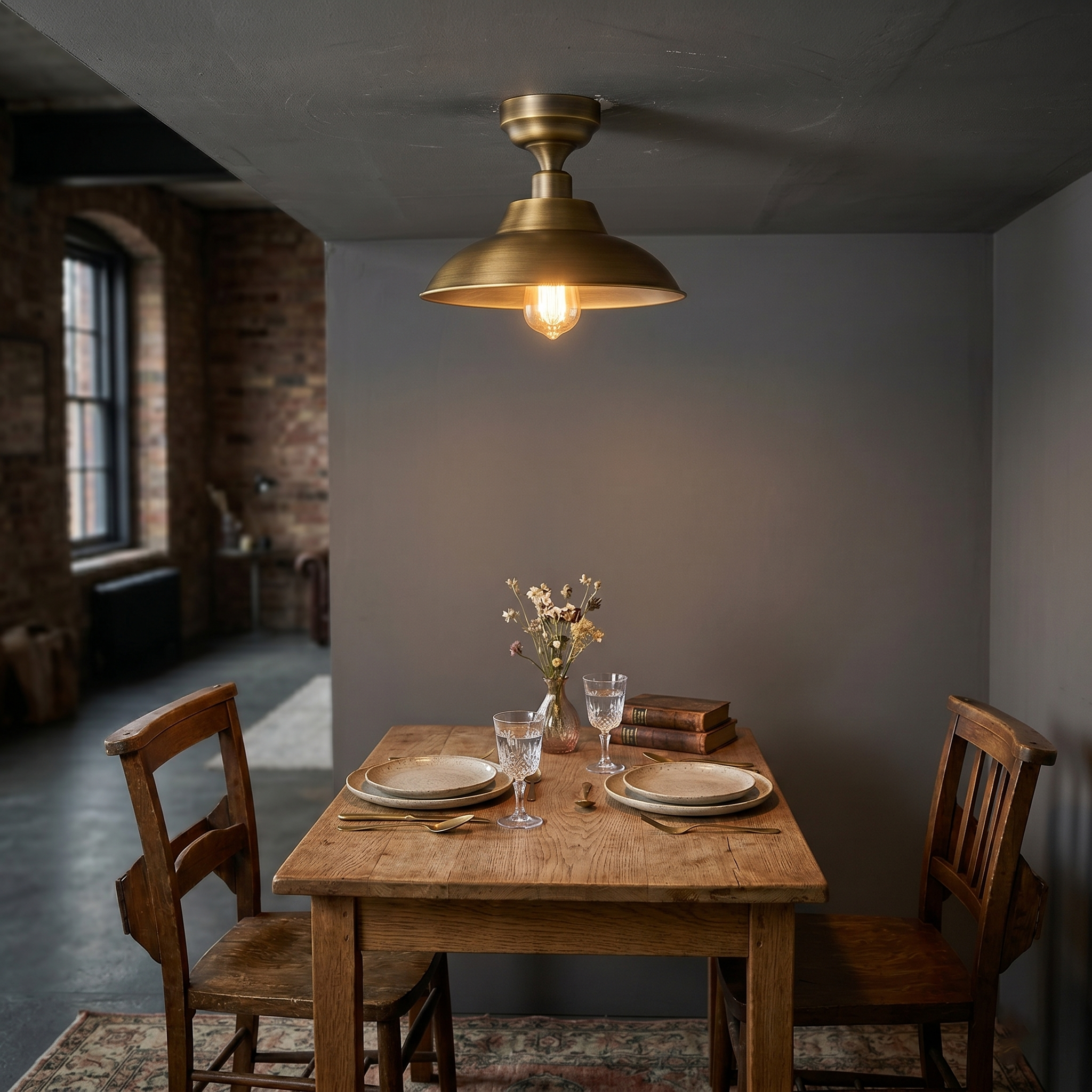Aldorno Ceiling Lamp providing soft light in a hallway.