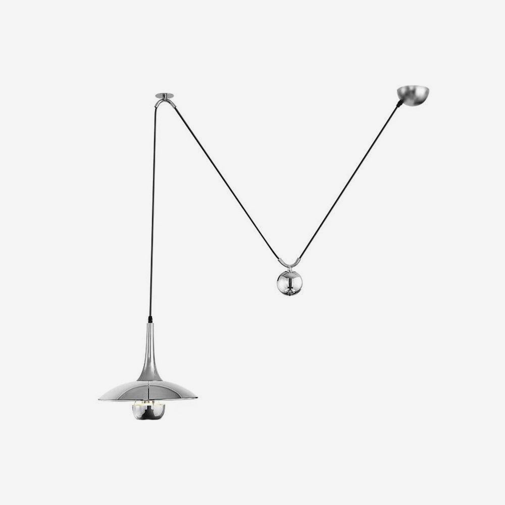 Pendant Lamp Adjustable Pulley Drop Chrome Finish Sleek Modern