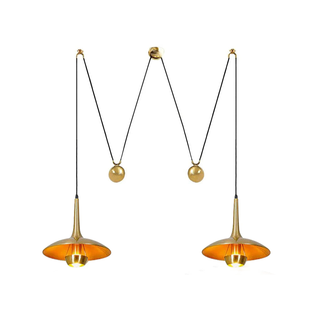 Pendant Lamp Adjustable Pulley Drop Chrome Finish Sleek Modern