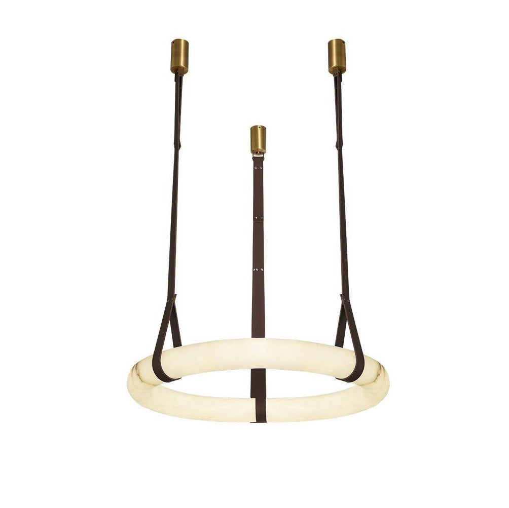 Tarys Alabaster Chandeliers Ring Leather Strap Version B-Neutral Decor