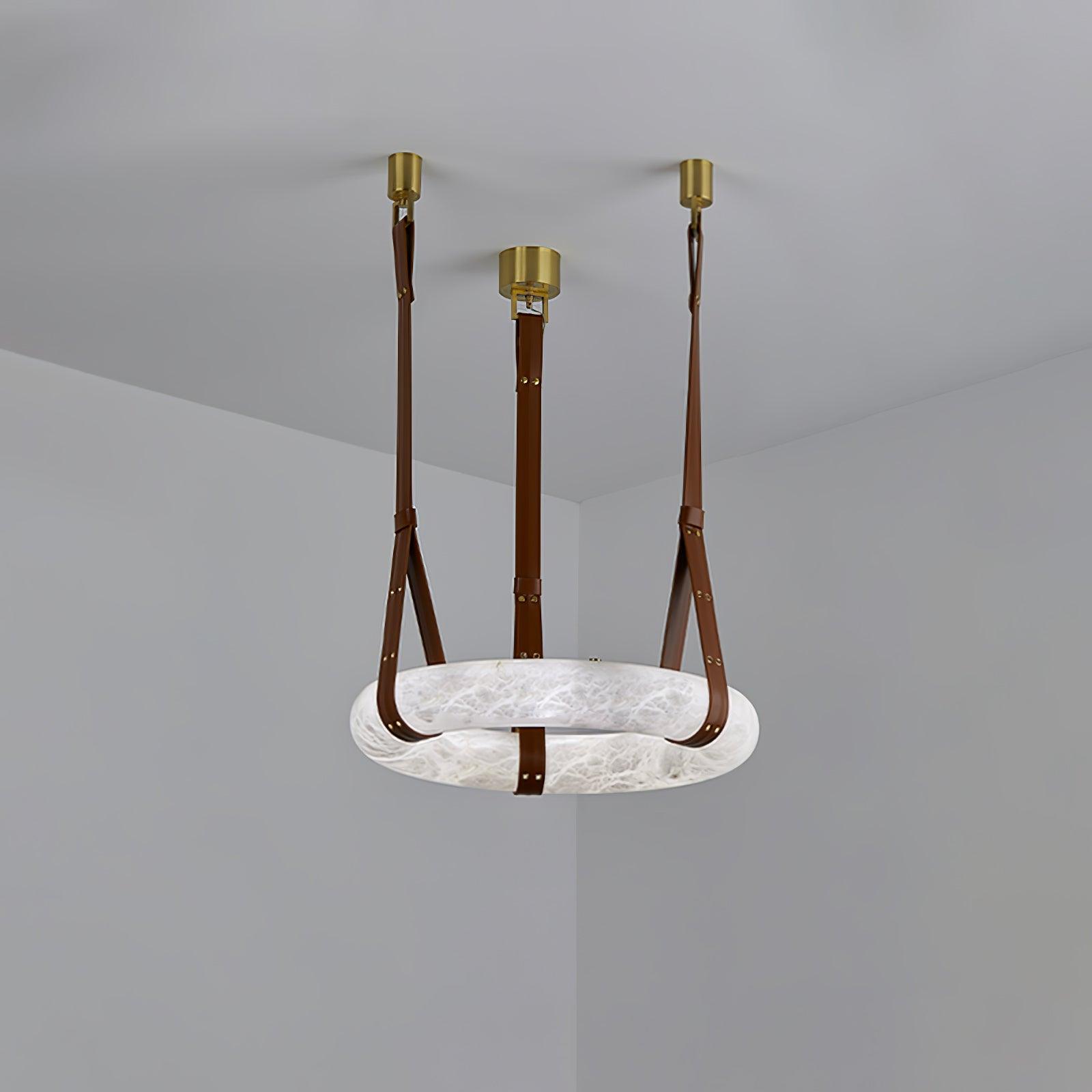 Oslo Pendant Light Alabaster Ring Straps Scandinavian-Neutral Decor