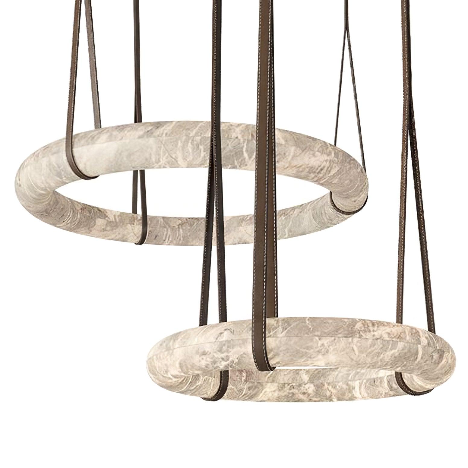 Étoile Pendant Light Alabaster Ring Leather Straps Scandinavian