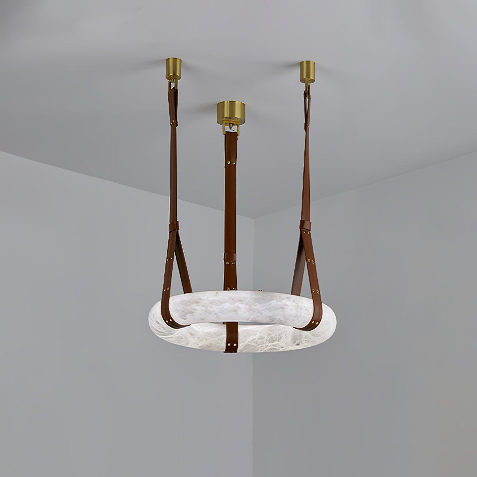 Oslo Pendant Light Alabaster Ring Straps Scandinavian-Neutral Decor