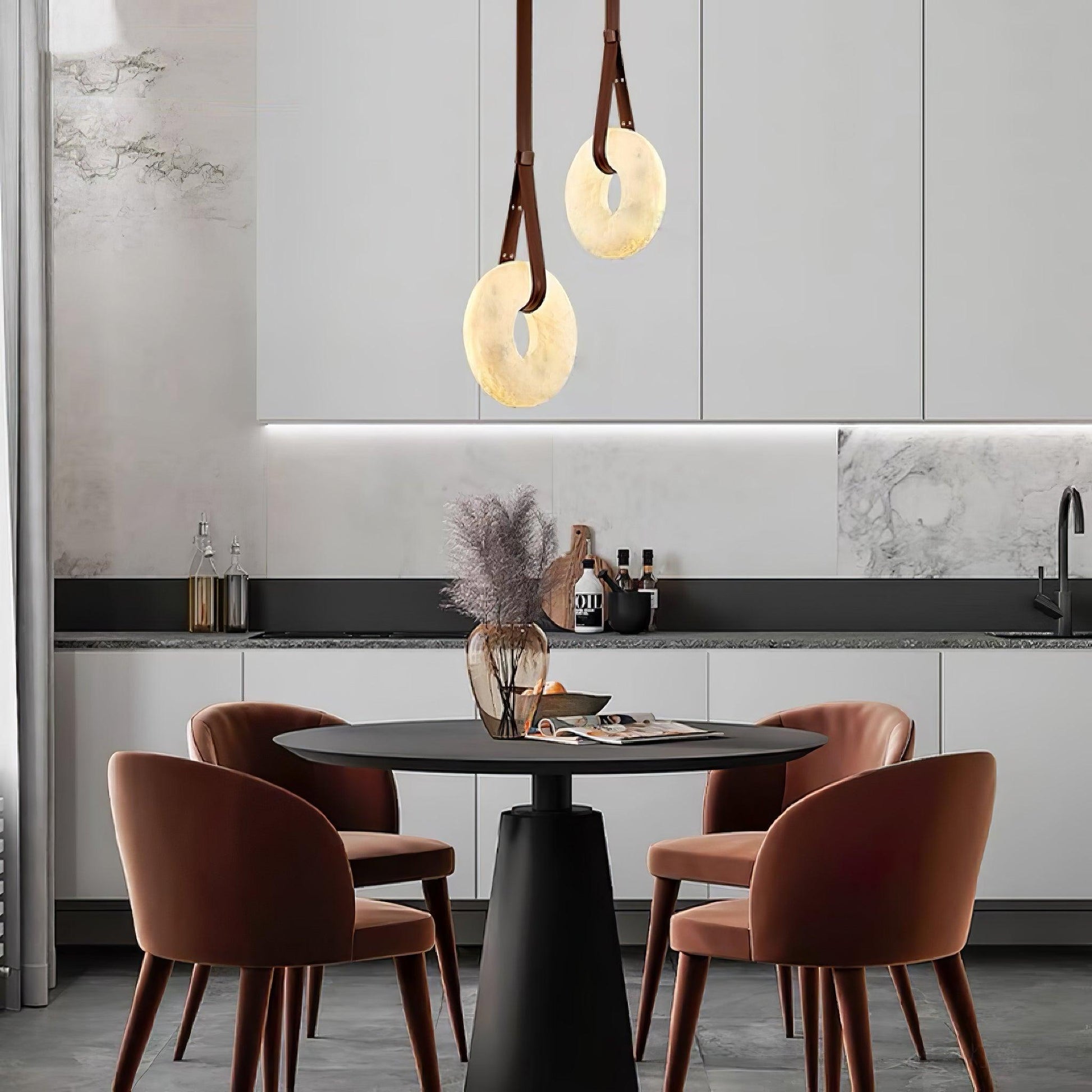 Oslo Pendant Light Alabaster Ring Straps Scandinavian-Neutral Decor