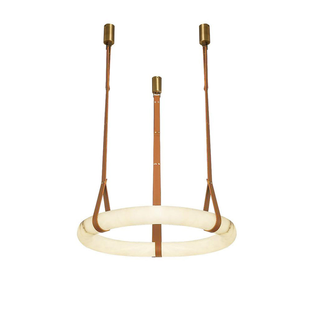Tarys Alabaster Chandeliers Ring Leather Strap Version B-Neutral Decor