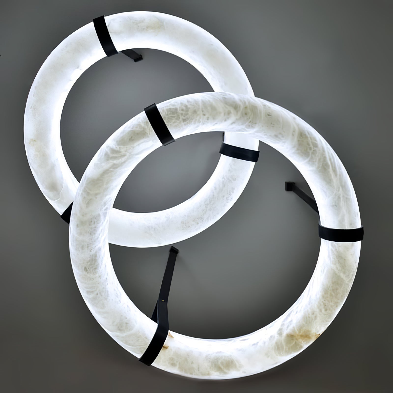Tarys Alabaster Chandeliers Ring Leather Strap Version B-Neutral Decor