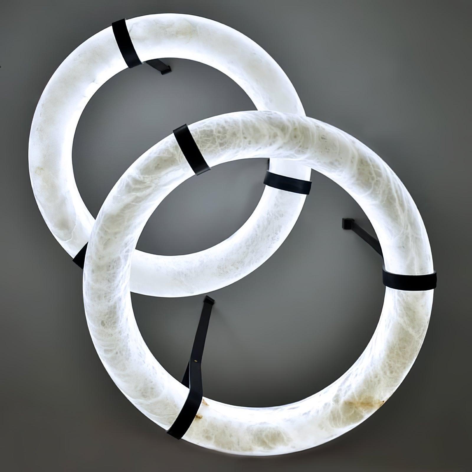 Lixor Alabaster Chandeliers Ring Leather Strap Version A-Neutral Decor