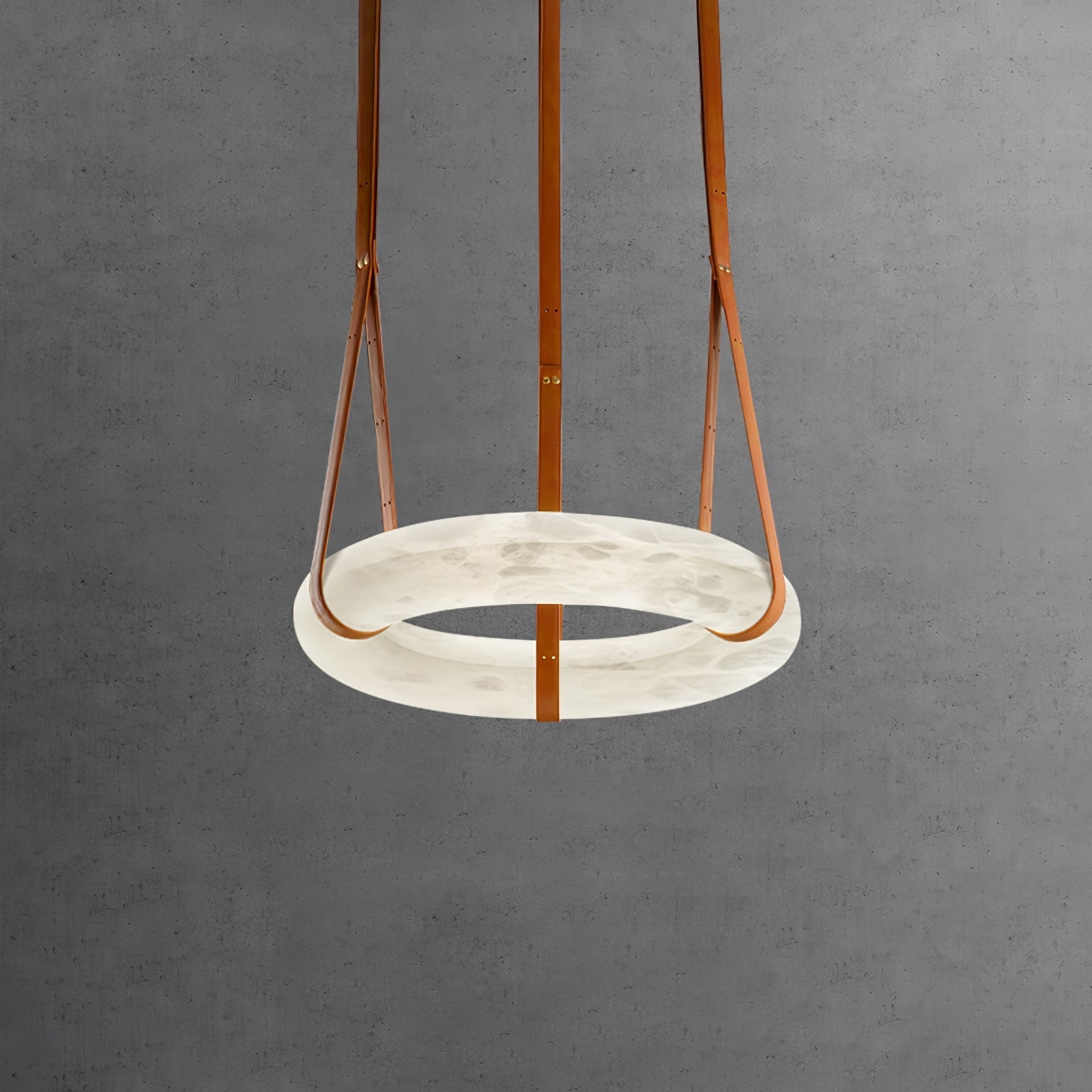 Tarys Alabaster Chandeliers Ring Leather Strap Version B-Neutral Decor