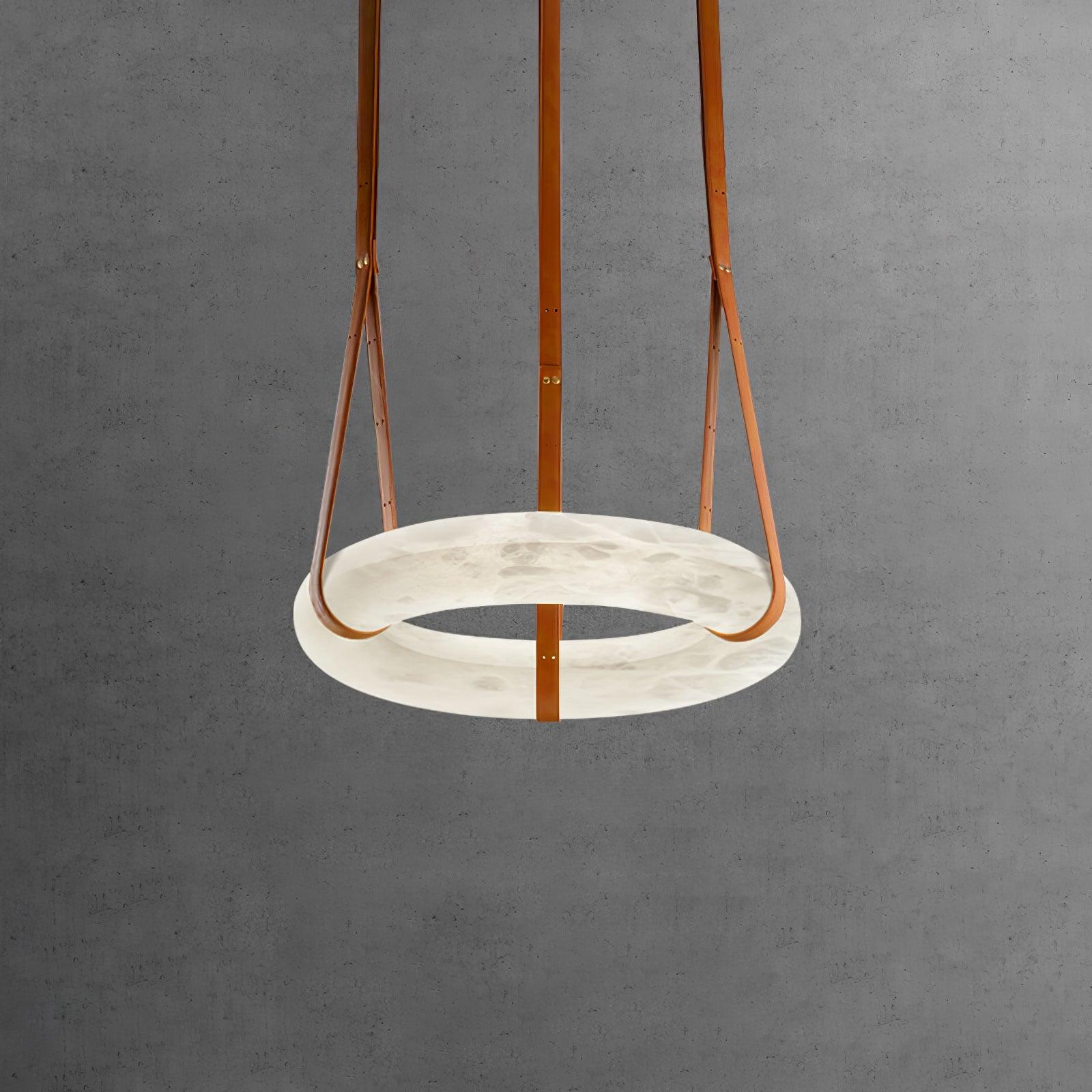Lixor Alabaster Chandeliers Ring Leather Strap Version A-Neutral Decor