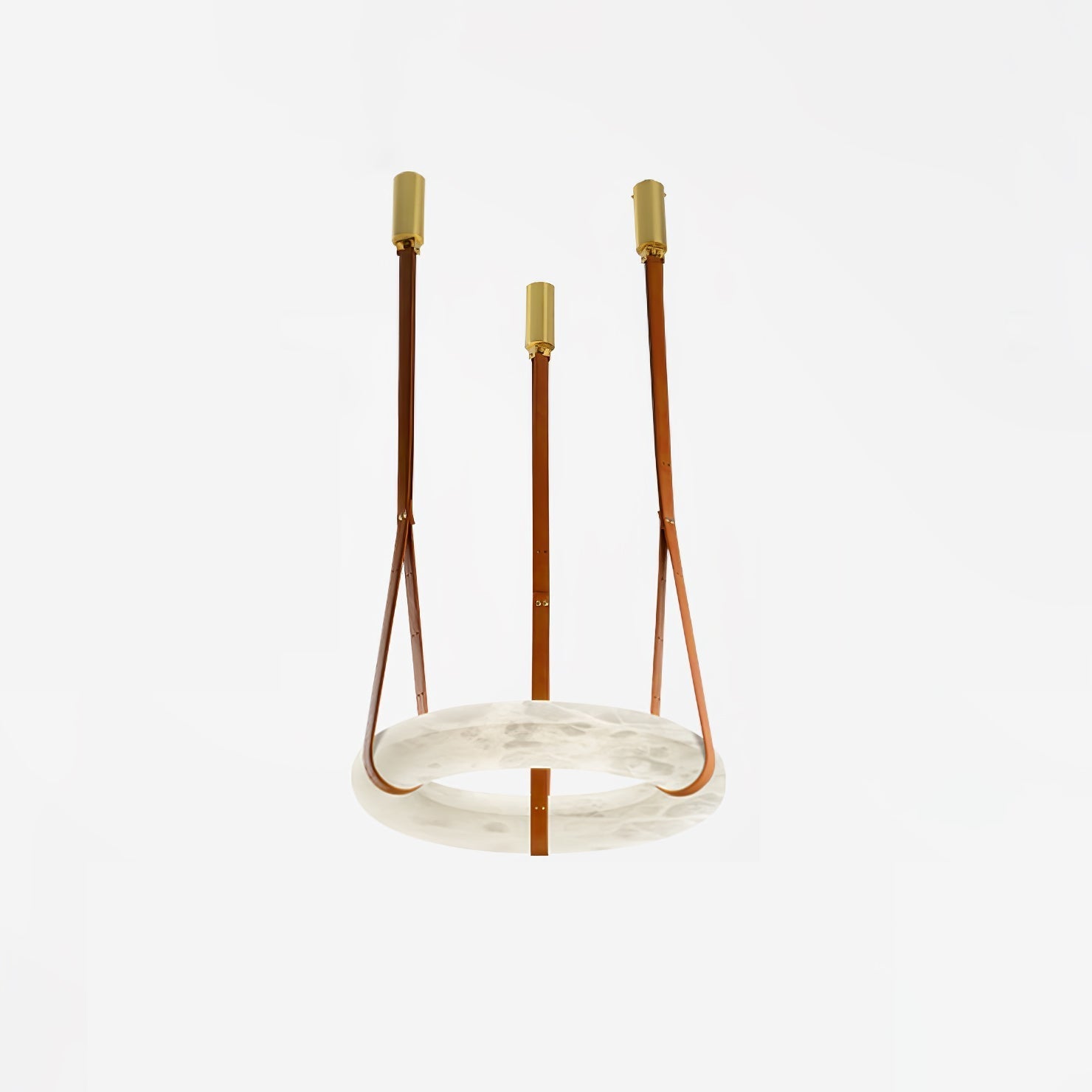 Tarys Alabaster Chandeliers Ring Leather Strap Version B-Neutral Decor