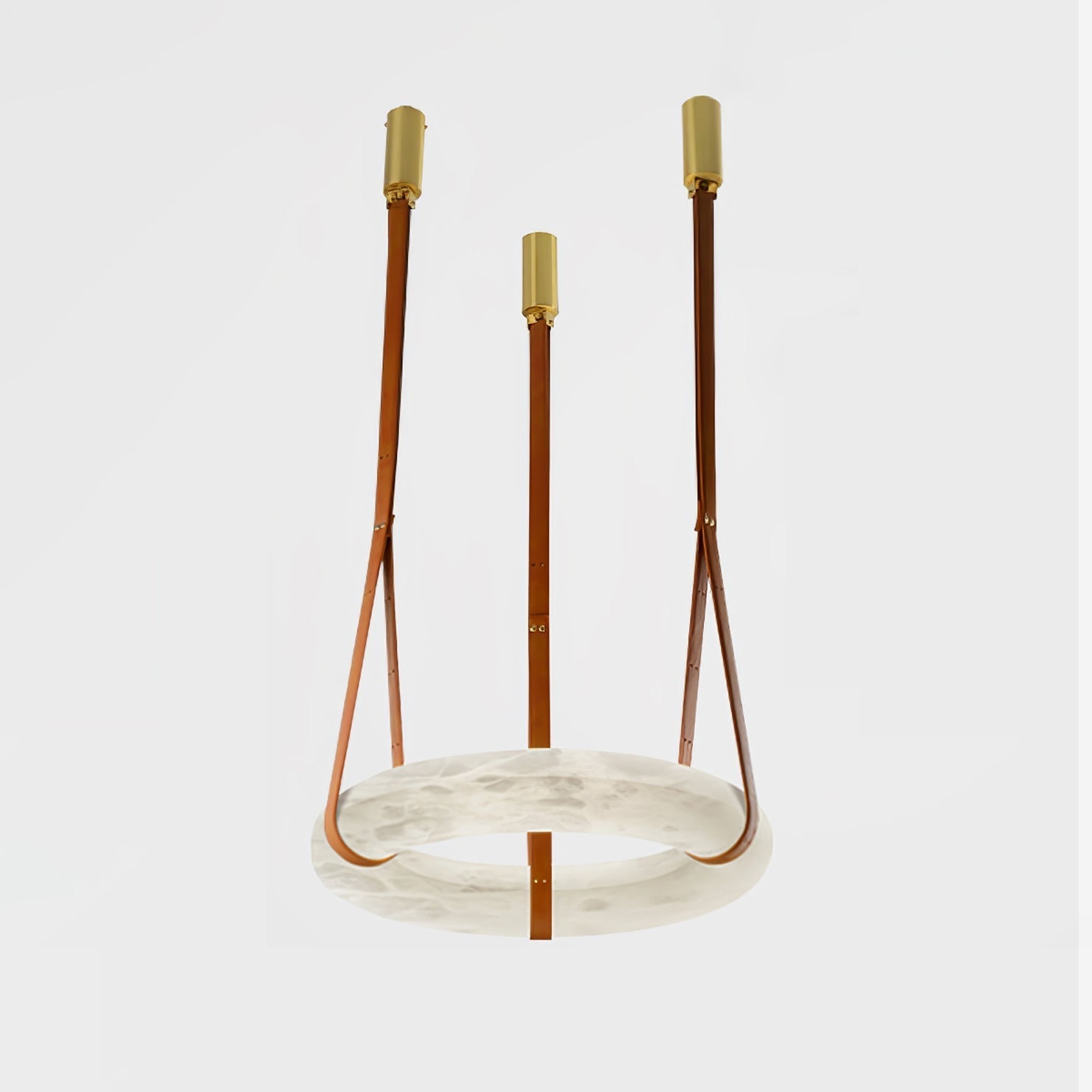 Tarys Alabaster Chandeliers Ring Leather Strap Version B-Neutral Decor
