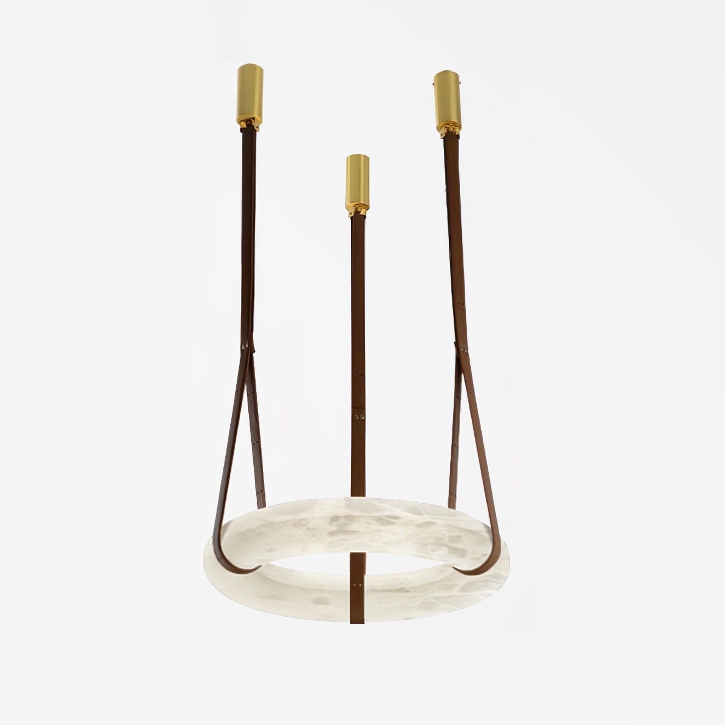 Étoile Pendant Light Chandelier Alabaster Ring Triple Leather