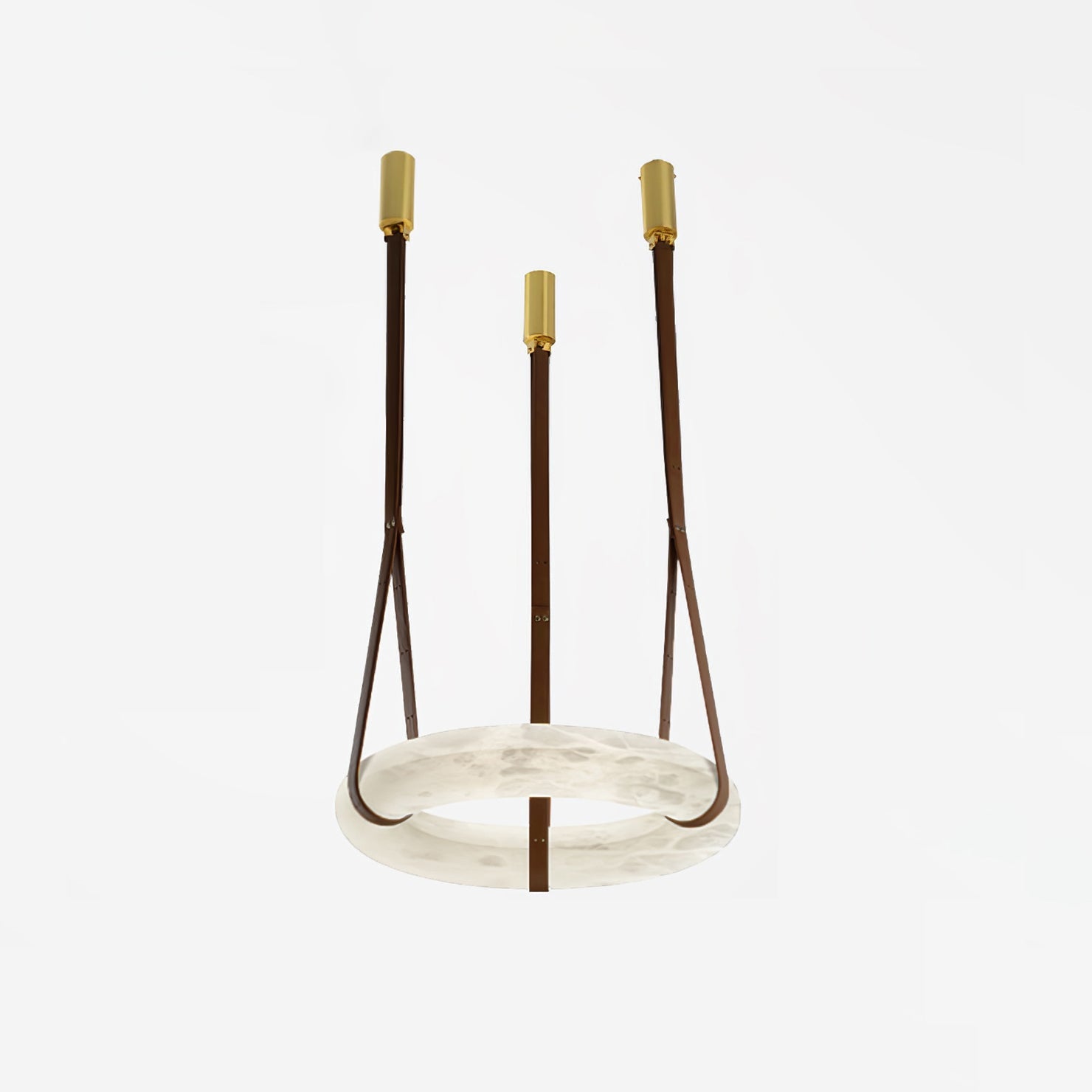 Tarys Alabaster Chandeliers Ring Leather Strap Version B-Neutral Decor