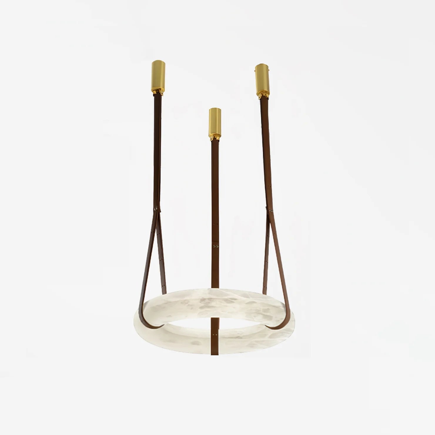 Étoile Pendant Light Chandelier Alabaster Ring Triple Leather