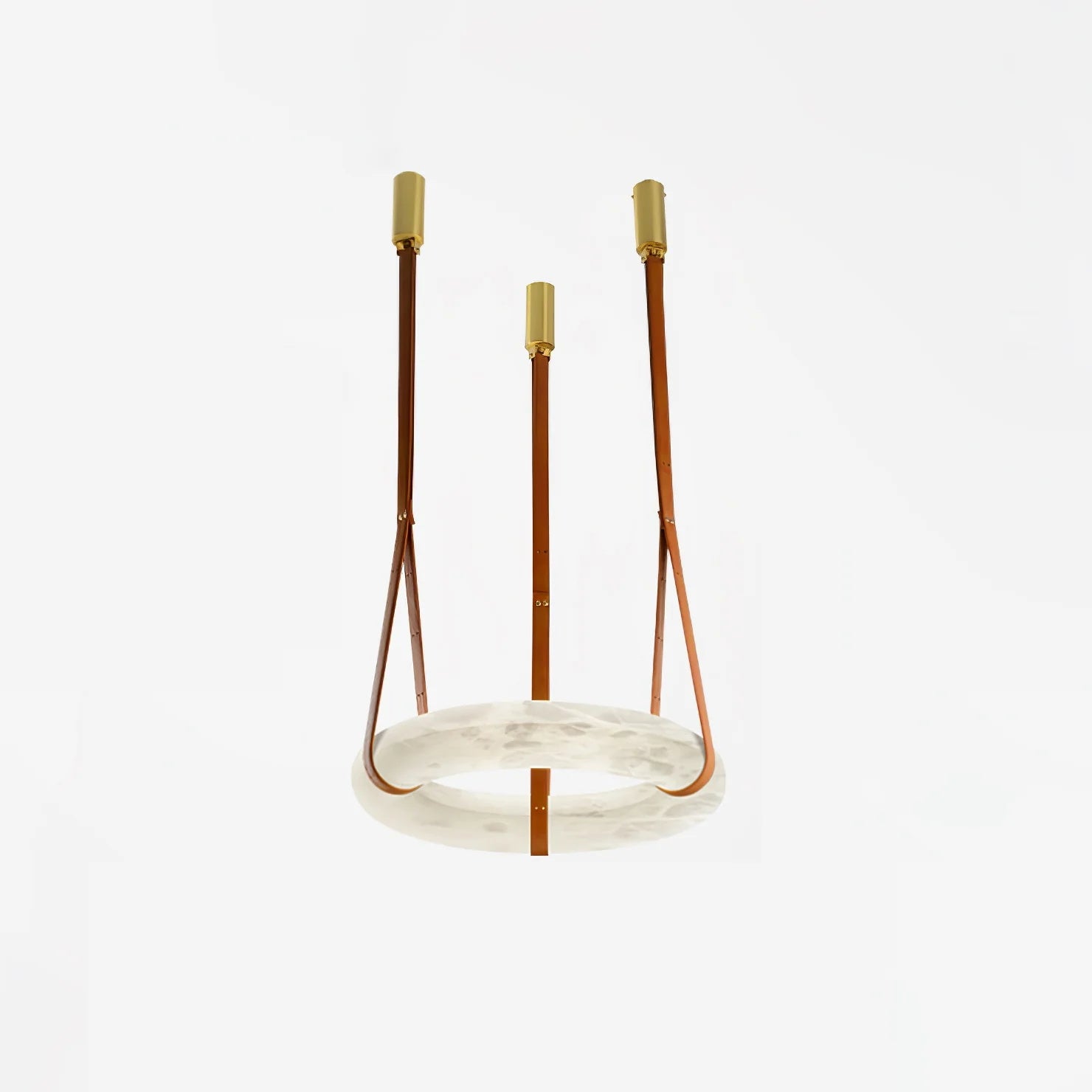 Étoile Pendant Light Chandelier Alabaster Ring Triple Leather