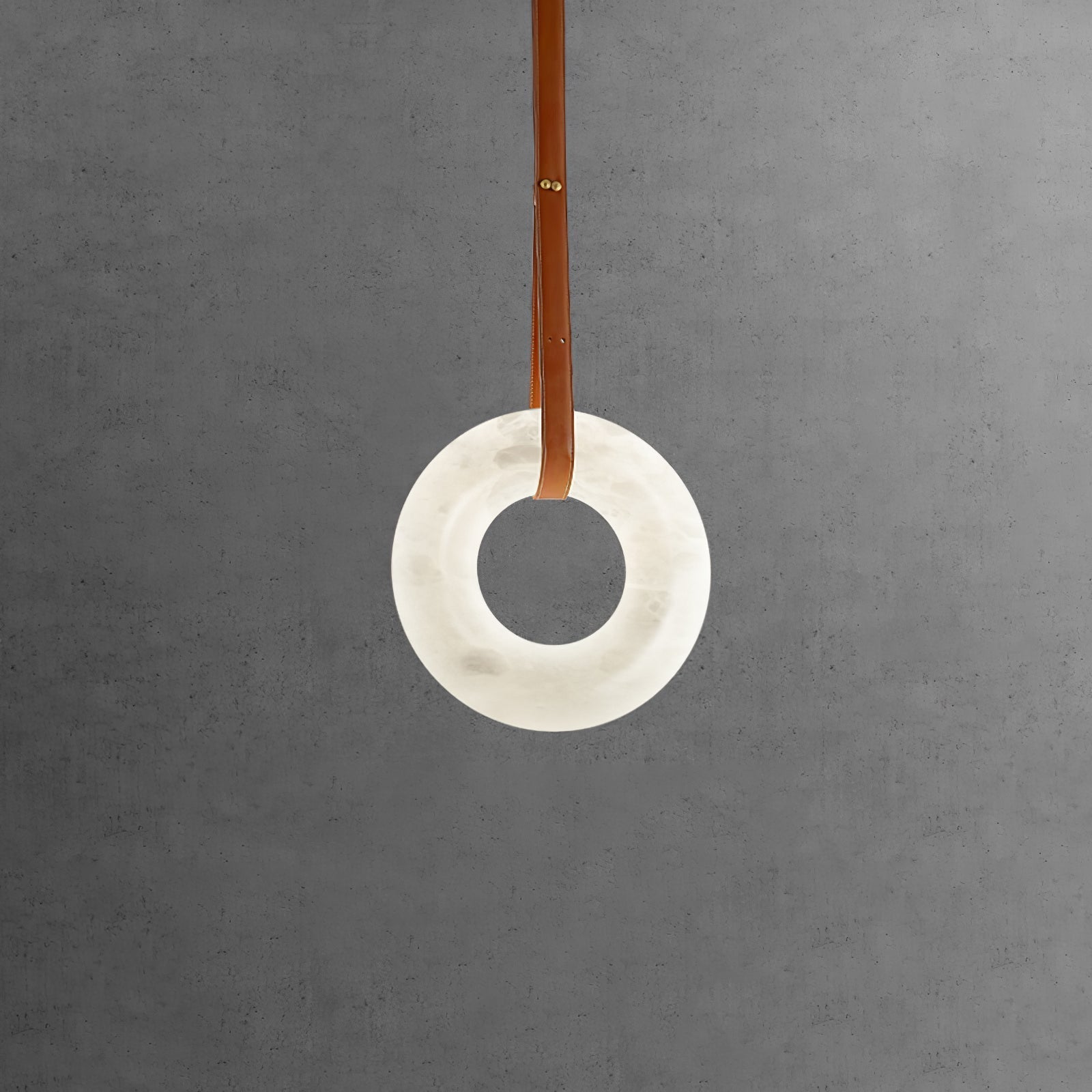Tarys Alabaster Chandeliers Ring Leather Strap Version B-Neutral Decor