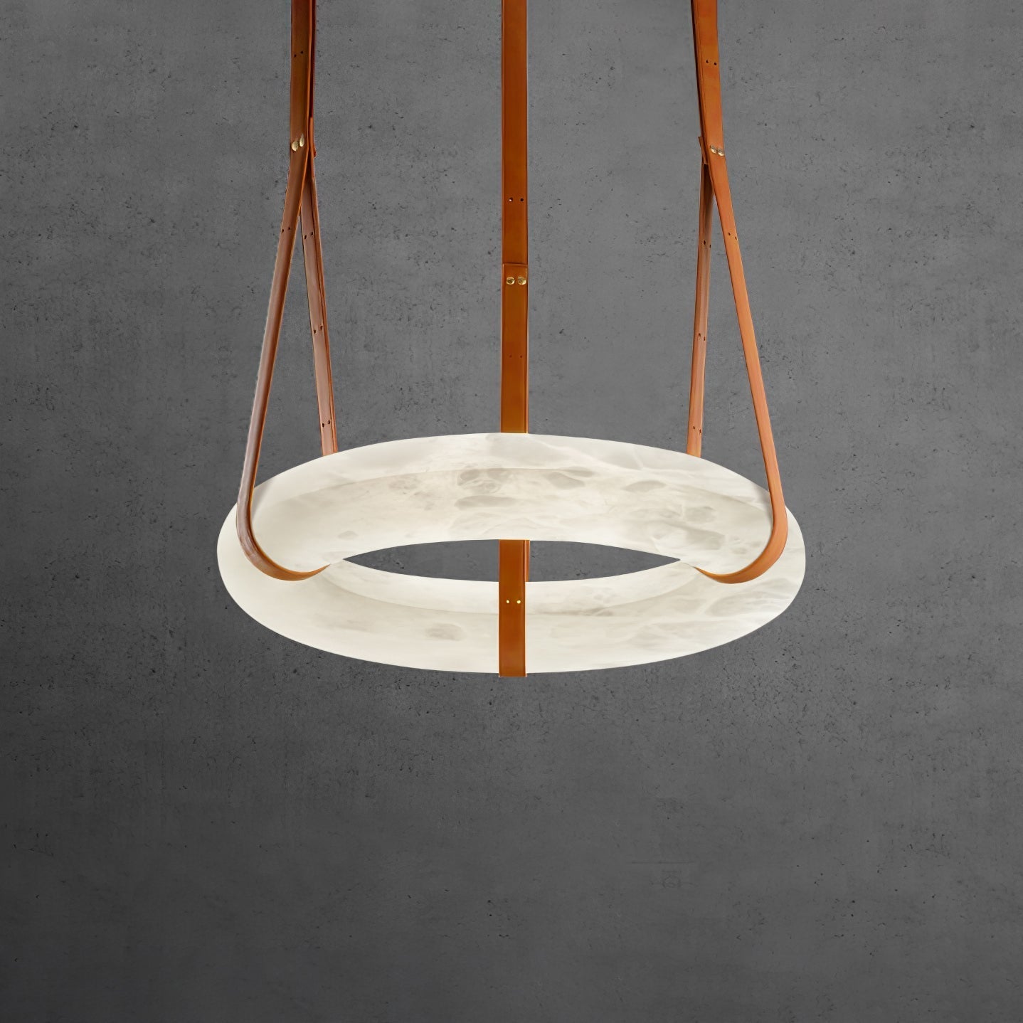 Tarys Alabaster Chandeliers Ring Leather Strap Version B-Neutral Decor