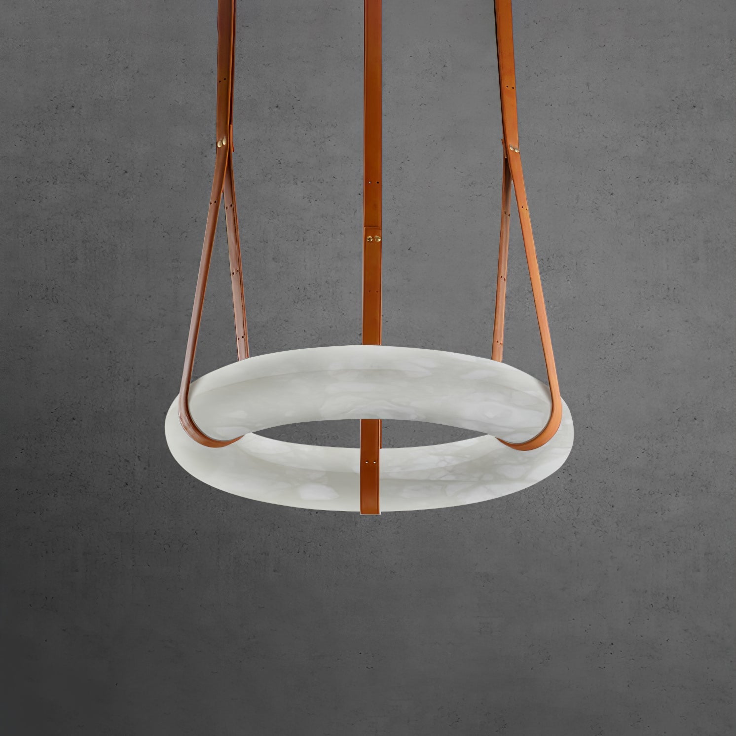 Tarys Alabaster Chandeliers Ring Leather Strap Version B-Neutral Decor