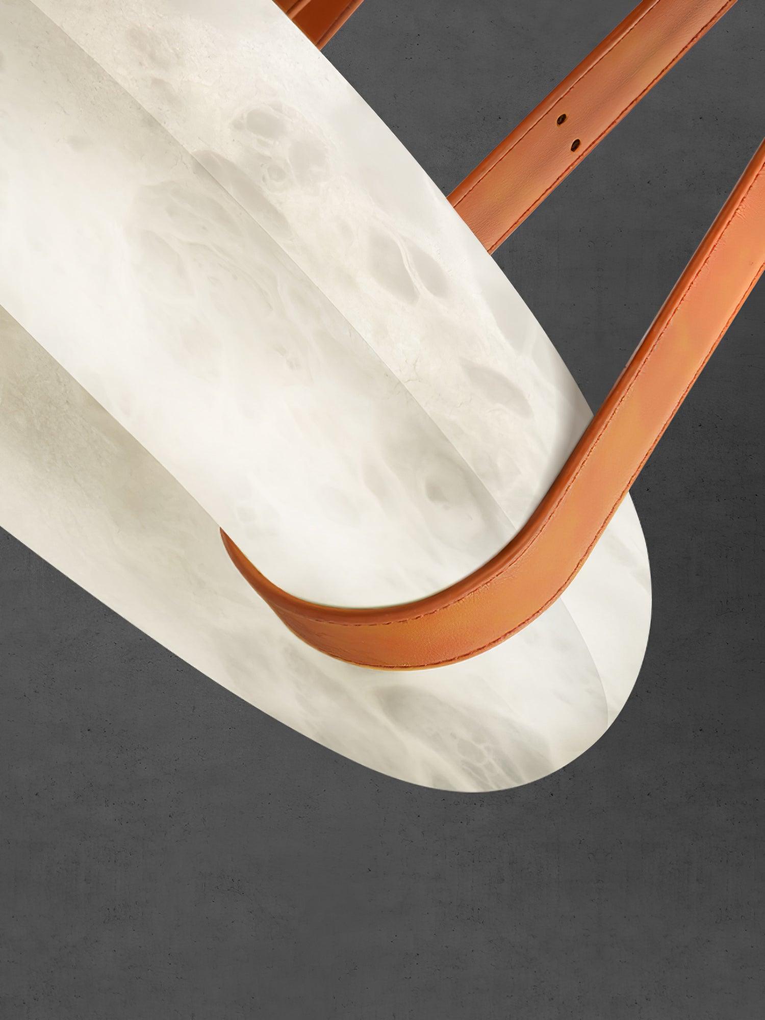 Lixor Alabaster Chandeliers Ring Leather Strap Version A-Neutral Decor