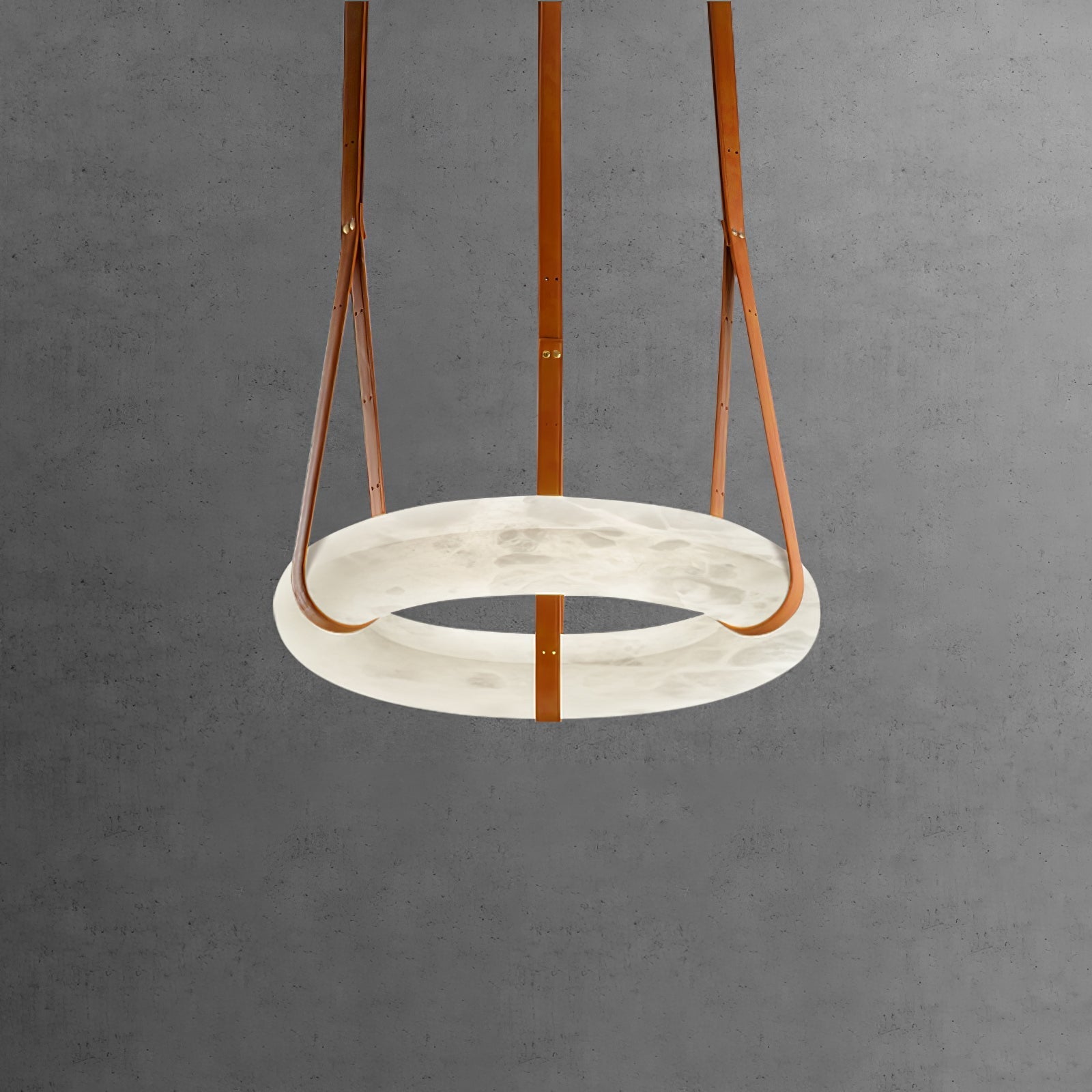 Tarys Alabaster Chandeliers Ring Leather Strap Version B-Neutral Decor