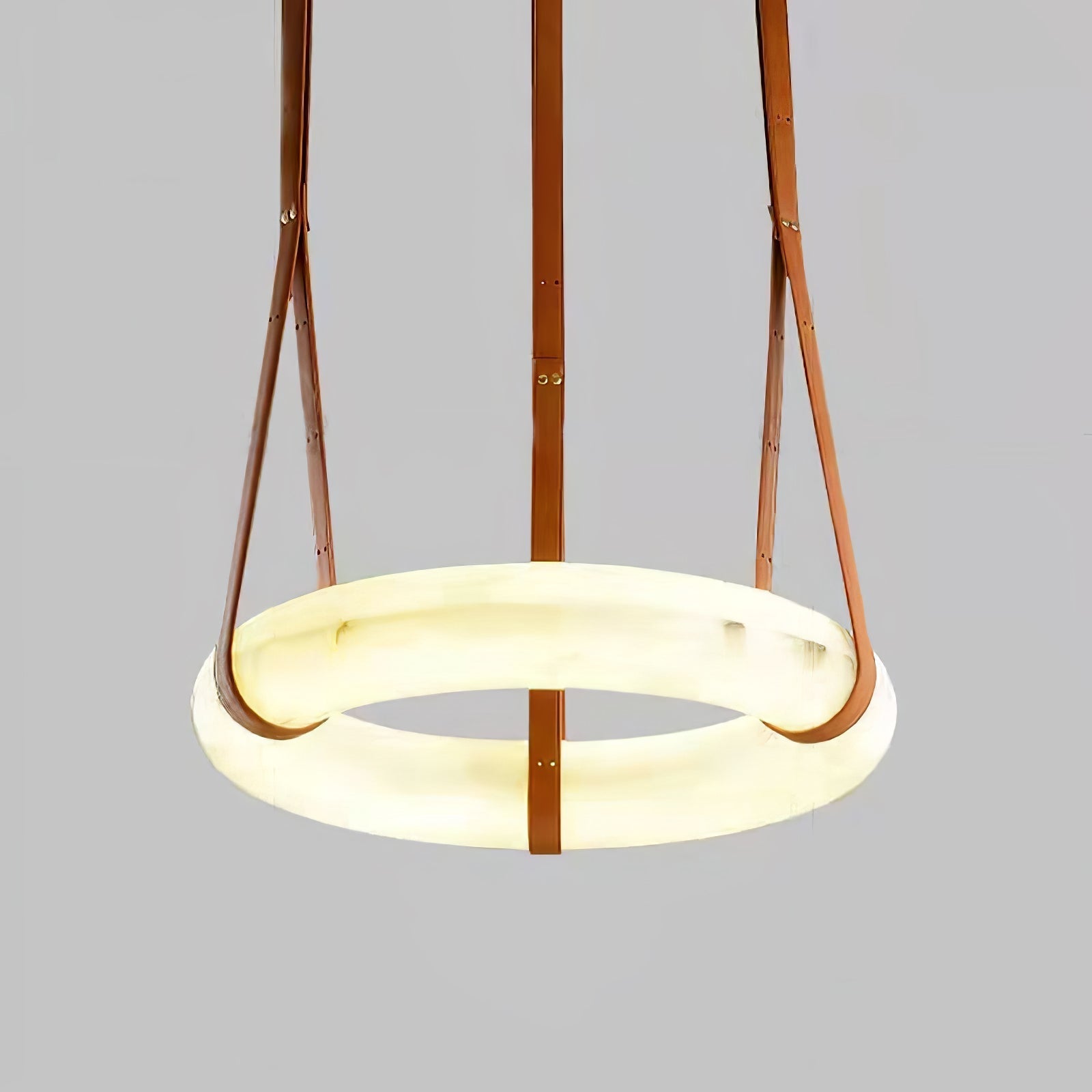 Tarys Alabaster Chandeliers Ring Leather Strap Version B-Neutral Decor