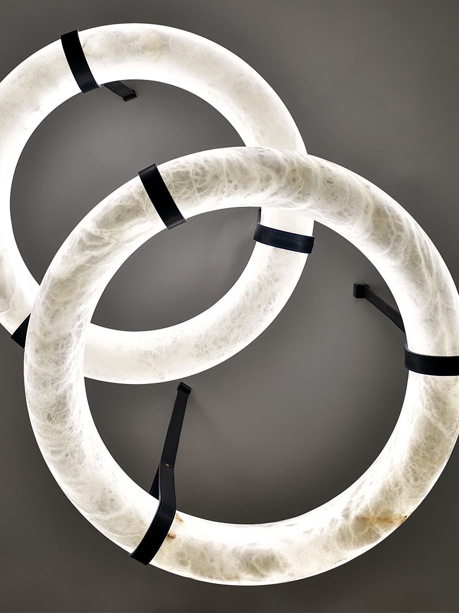 Lixor Alabaster Chandeliers Ring Leather Strap Version A-Neutral Decor