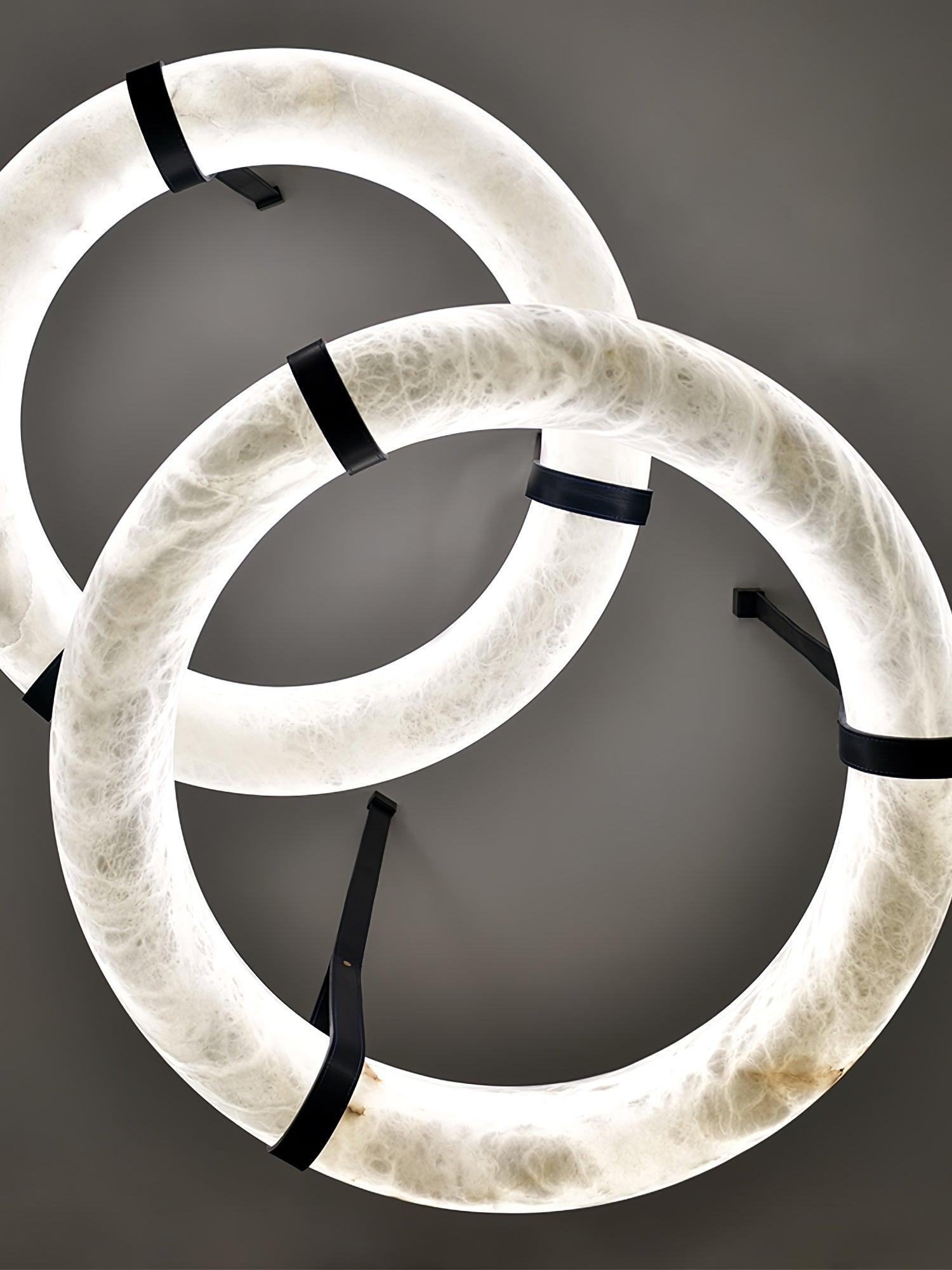 Lixor Alabaster Chandeliers Ring Leather Strap Version A-Neutral Decor