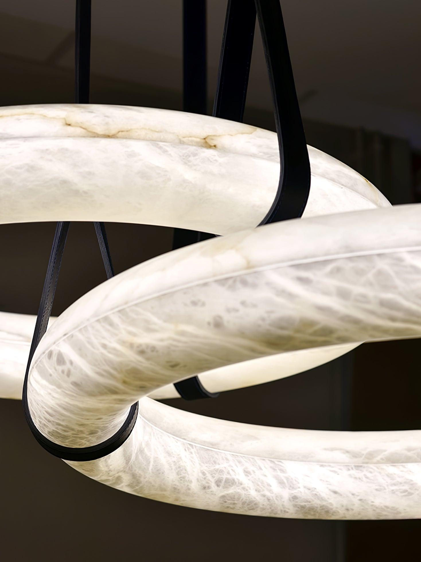 Lixor Alabaster Chandeliers Ring Leather Strap Version A-Neutral Decor