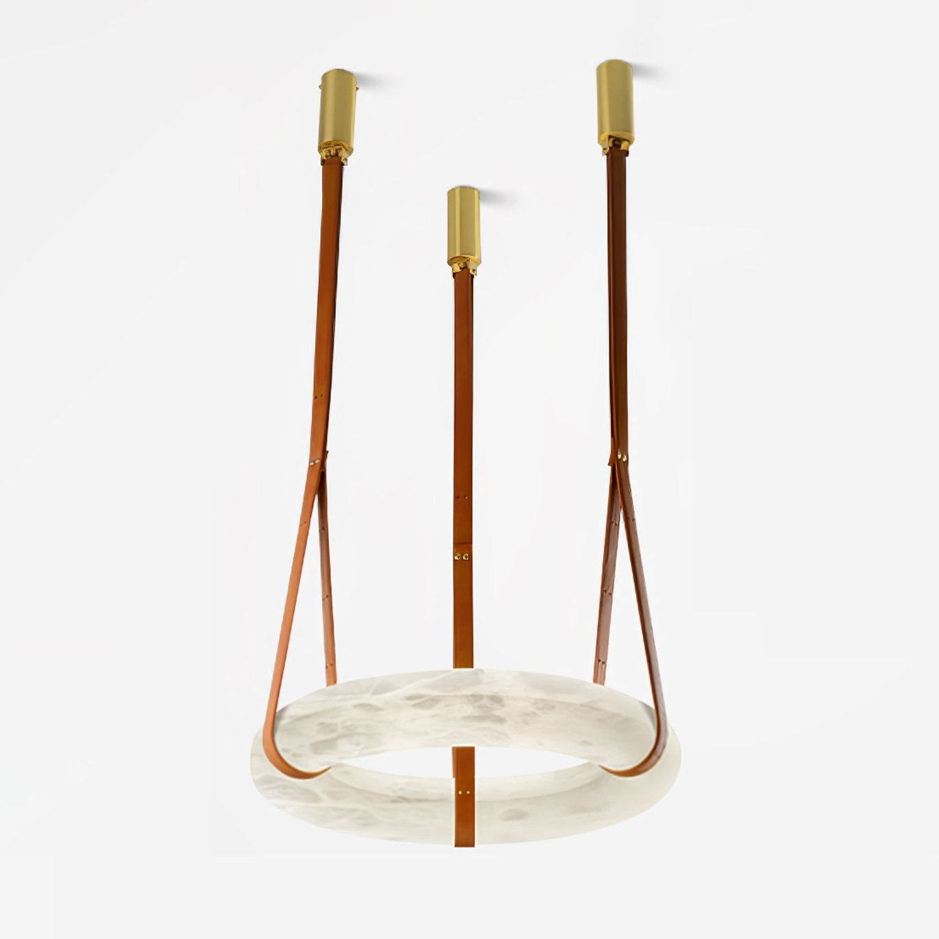 Tarys Alabaster Chandeliers Ring Leather Strap Version B-Neutral Decor