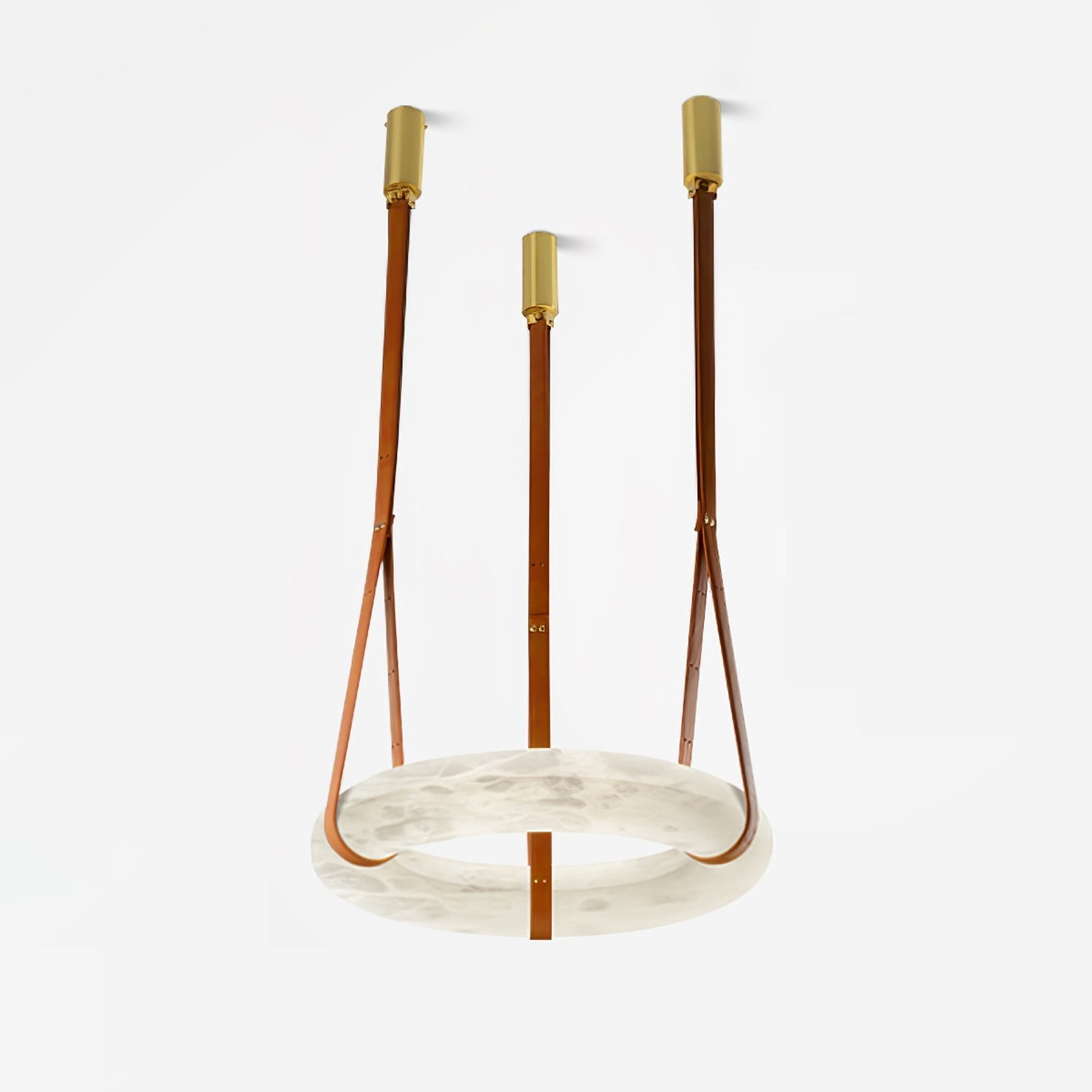 Tarys Alabaster Chandeliers Ring Leather Strap Version B-Neutral Decor