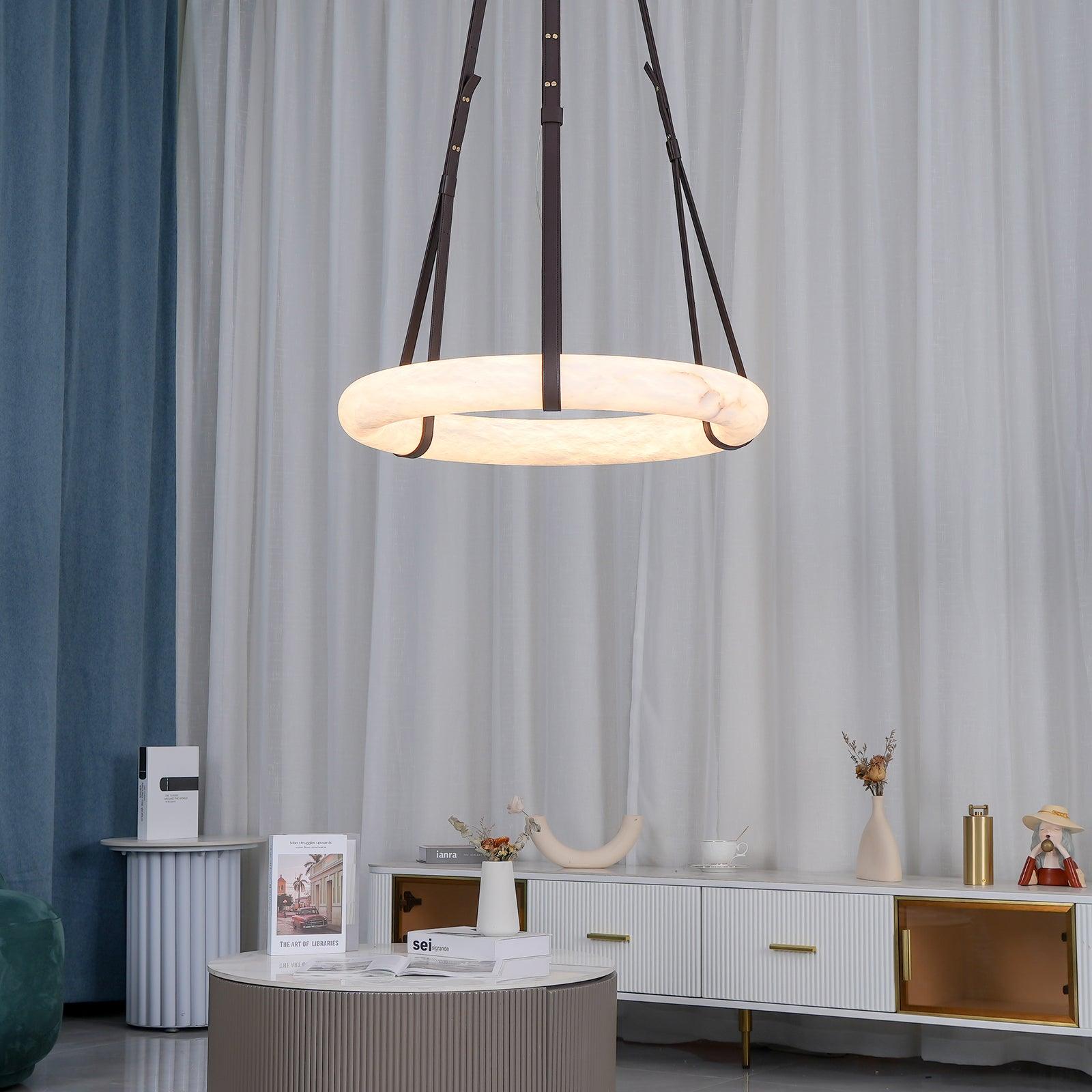 Oslo Pendant Light Alabaster Ring Straps Scandinavian-Neutral Decor