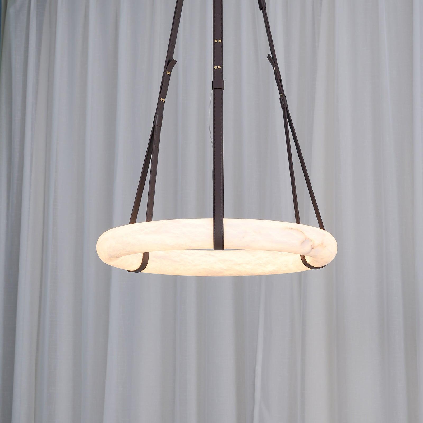 Oslo Pendant Light Alabaster Ring Straps Scandinavian-Neutral Decor
