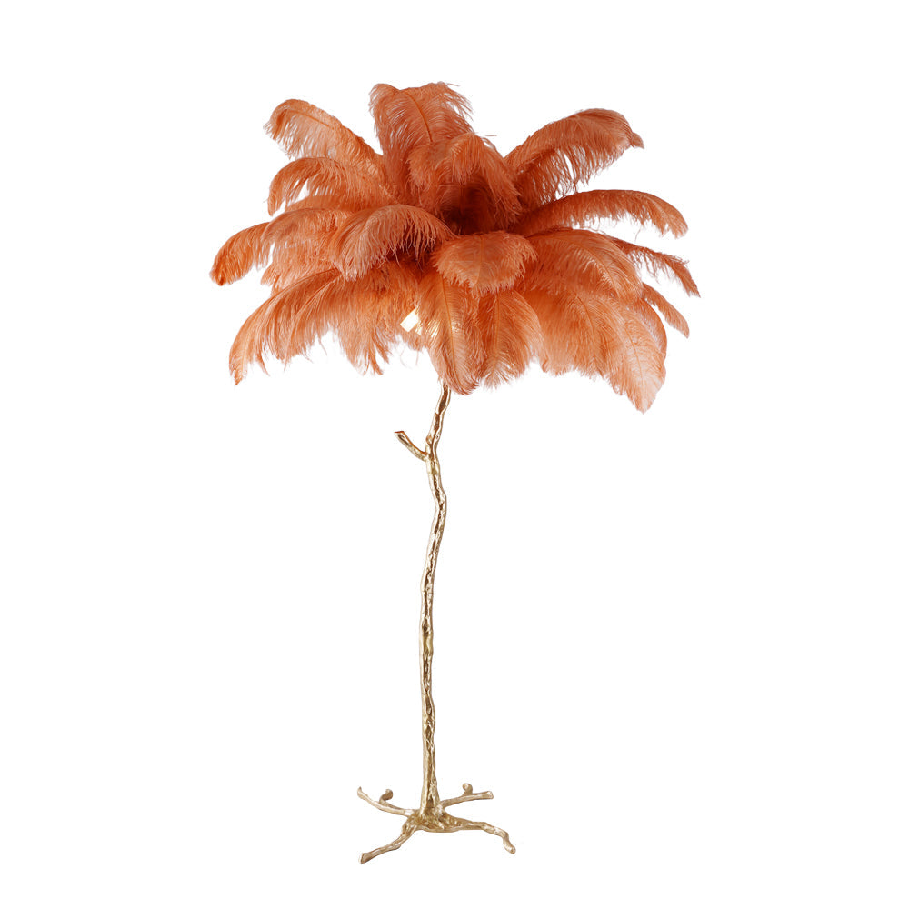 Selis Feather Brass Floor Lamp-Neutral Decor