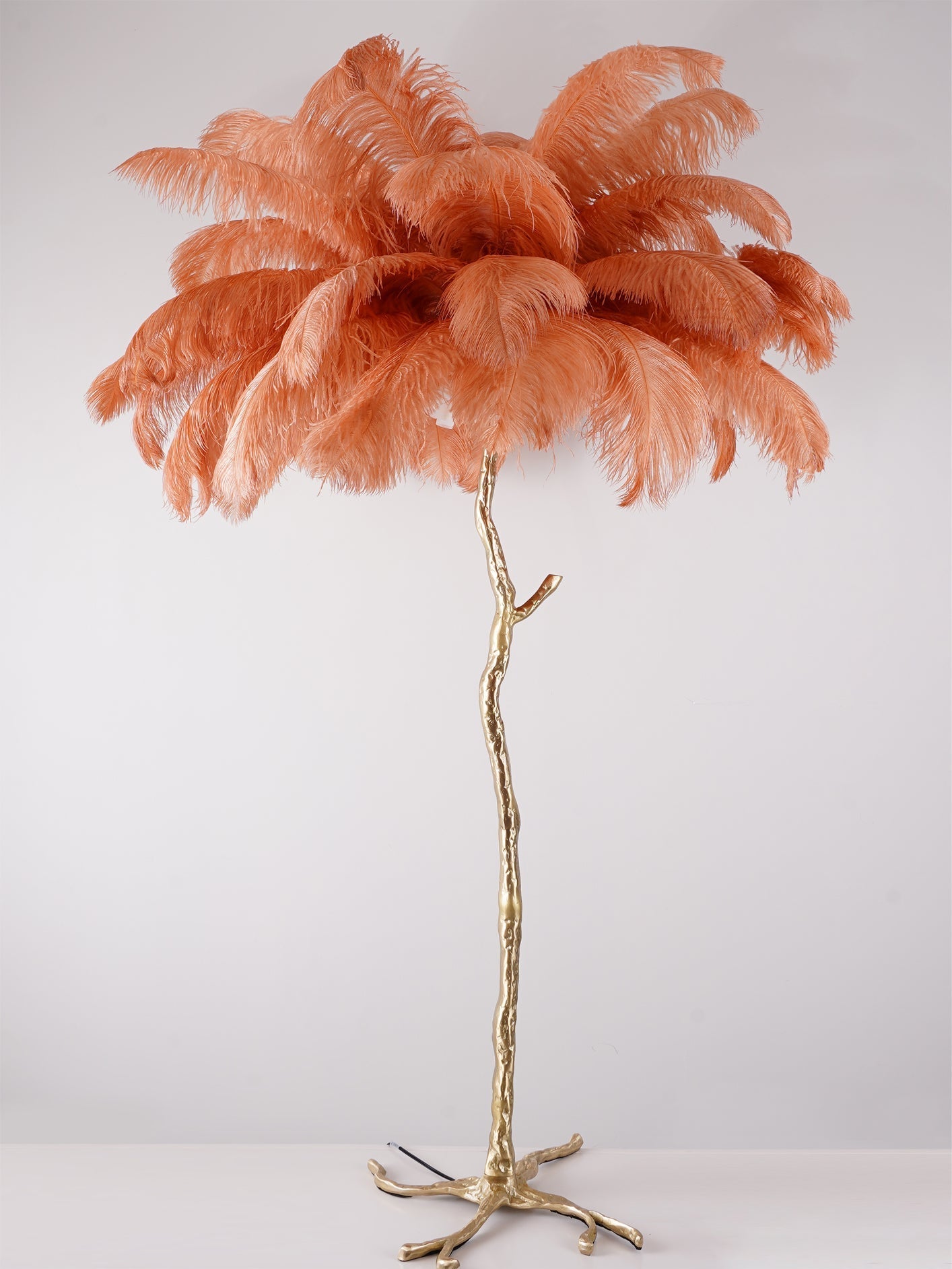 Selis Feather Brass Floor Lamp-Neutral Decor