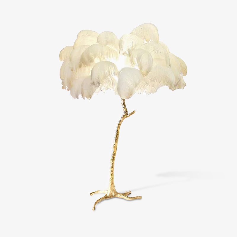 Selis Feather Brass Floor Lamp-Neutral Decor
