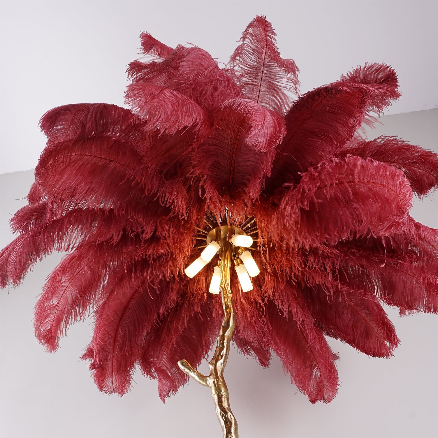 Selis Feather Brass Floor Lamp-Neutral Decor