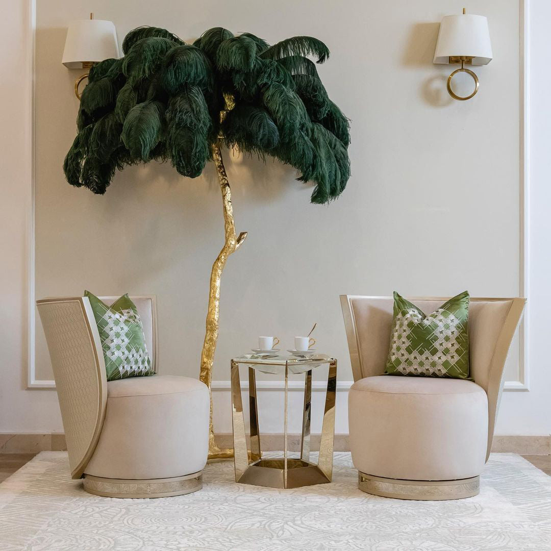 Selis Feather Brass Floor Lamp-Neutral Decor
